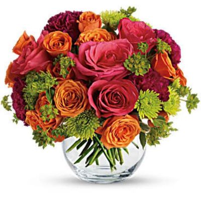 <div id="mark-2" class="m-pdp-tabs-marketing-description">Show your romantic side by
<hr />
sending this gorgeous bouquet of hot pink roses, orange spray roses and other fabulous faves in a charming glass bubble bowl. She'll love the gift, and you for having such amazingly good taste.</div>
<div id="desc-2">
<ul>
 	<li>This enchanting bouquet includes hot pink roses, orange spray roses, green button spray chrysanthemums, purple carnations and bupleurum.</li>
</ul>
</div>